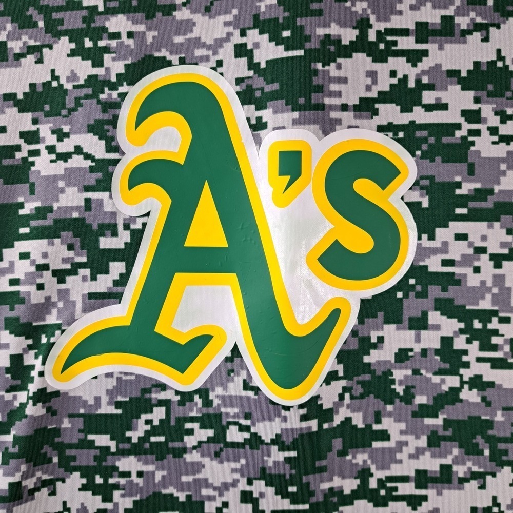 Oakland Athletics Tshirt Mens XL Camo Pixels Augusta Sportswear 100% Poly NWOT - Picture 2 of 6